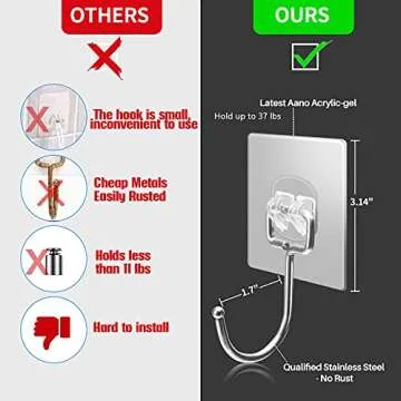 Antimbee 10-Pack All-Purpose Large Adhesive Hooks for Hanging,Banana Hook,Heavy Duty Adhesive Hooks 37 lb(Max),Sticky Wall Hook fit Home,Bathroom,Kitchen,Office and Outdoor