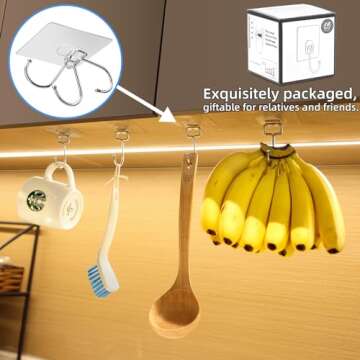 Antimbee 10-Pack All-Purpose Large Adhesive Hooks for Hanging,Banana Hook,Heavy Duty Adhesive Hooks 37 lb(Max),Sticky Wall Hook fit Home,Bathroom,Kitchen,Office and Outdoor