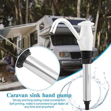Caravan Sink Water Hand Pump Double Action Camping Trailer Motorhome Replacement Pumping Tool for Camping Trailer, Motorhome, Work Vehicles, Outdoors