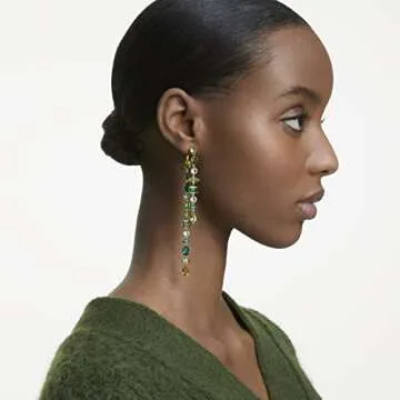 Stunning SWAROVSKI Gema Drop Earrings in Green Crystals