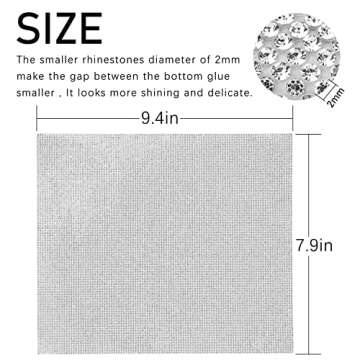 YGMONER 9.4 x 8 Inch Bling Car Trim Self-Adhesive Rhinestone DIY Decoration Sticker Car Accessories for Women, Car Bling Interior Exterior Decoration (Small 9.4 x 8, Silver)