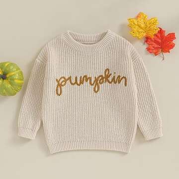 Karwuiio Toddler Baby Girl Boy Knit Sweater Round Neck Long Sleeve Pullover Sweatshirt Fall Winter C...