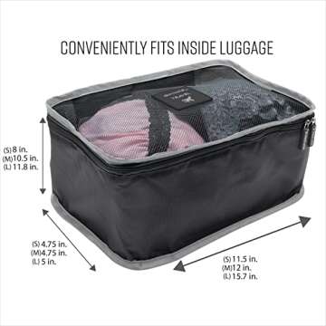 GForce 6 Piece Ultimate Traveling Set | Organizer Packing Cubes | 3 Sizes | Zippered Pouches | 3 Sizes | Suitcase Organizers | Luggage Organizers | Travel Essentials | Black