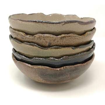 TJ Global Set of 5 Japanese Small Ceramic Dessert Bowls for Snacks, Salad, Ice Cream, Rice, Dishes, ...