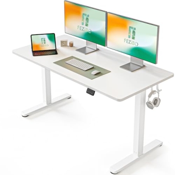 FEZIBO Electric Standing Desk, 55 x 24 Inches Height Adjustable Stand up Desk, Sit Stand Home Office...