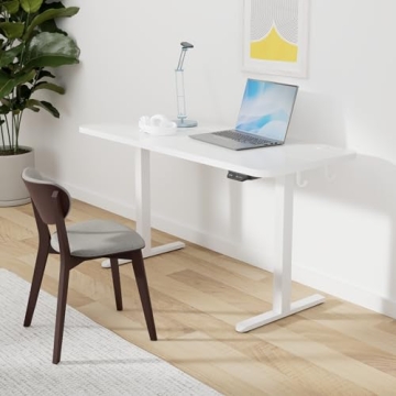 FEZIBO Electric Standing Desk, 55 x 24 Inches Height Adjustable Stand up Desk, Sit Stand Home Office Desk, Computer Desk, White