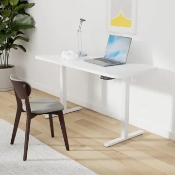 FEZIBO Electric Standing Desk, 55 x 24 Inches Height Adjustable Stand up Desk, Sit Stand Home Office Desk, Computer Desk, White