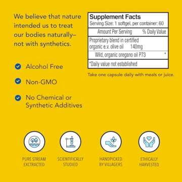 NORTH AMERICAN HERB & SPICE Oreganol P73-60 Gelcaps - Immune System Support - Unprocessed, Vegan Friendly Wild Oregano - Mediterranean Source - Non-GMO - 60 Servings