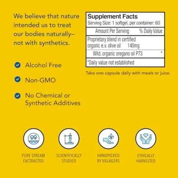 NORTH AMERICAN HERB & SPICE Oreganol P73-60 Gelcaps - Immune System Support - Unprocessed, Vegan Friendly Wild Oregano - Mediterranean Source - Non-GMO - 60 Servings