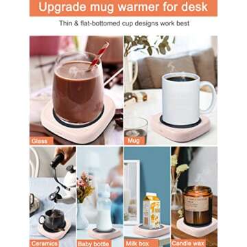 Coffee Mug Warmer - Candle Warmer Plate, Coffee Warmer for Desk with 2 Temperature Settings, Electric Coffee Cup Warmer, Auto Shut Off Tea Warmer, Beverage Warmer,Mug Heater Pink…