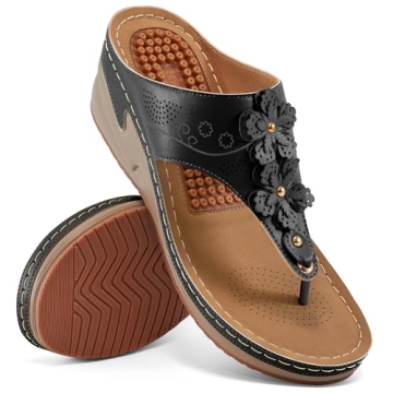 HARENCE Wedge Sandals for Women Dressy: Comfortable Cushion Footbed Walking Platform Shoes Summer Ca...