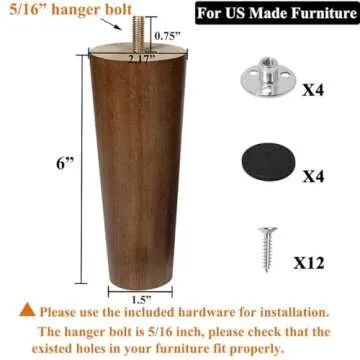 AORYVIC Furniture Legs Wood Sofa Legs Replacement Legs for Cabinet Vanity Couch Chair Dresser Pack of 4 (6 inch)