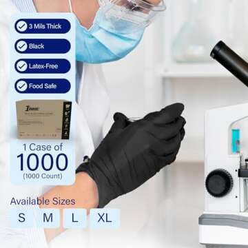 1st Choice Black Large Nitrile Gloves - 1000 Count Disposable Latex-Free