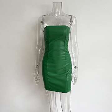 XLLAIS Women Strapless Tube Top Midi Dress - Sexy Bodycon Dress in Green