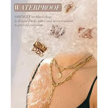 OHINGLT Lucky Necklace Layering Clasps Separator for Stackable,14K Gold and Silver Plated Multiple Necklace Clasps for Women