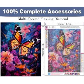 ijbnhd Butterfly Diamond Art Painting Kits - DIY Crafts for Home Décor 12x16in