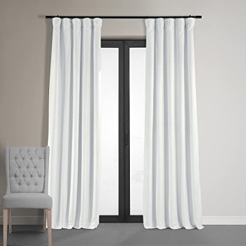 HPD Velvet Thermal Blackout Curtains - 120 Inch, Elegant White Insulated Panel for Privacy