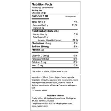 Nyakers Gingerbread Snaps Cookie Tin, Finest Ginger Snaps Original Flavor Swedish Cookie, 750 g - 26...