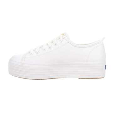 Keds Triple Up Leather, Sneaker Womens, White Leather, 8 Medium