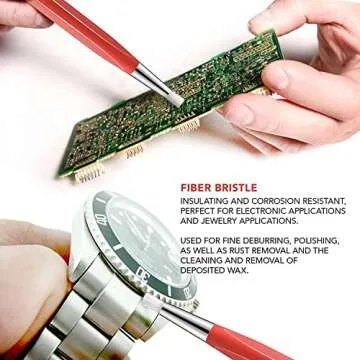 Fiberglass Pen Scratch Brush Set - Jewelry Cleaning Brush with Steel, Brass, Nylon, Fiberglass Tips for Corrosion Remover and Rust, Jewelry, Electrical Circuit Boards and Auto Body Work