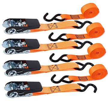 XSTRAP STANDARD Ratchet Tie Down Straps 4PK - 300 Lbs Load, 900 Lbs Strength, Secure Cargo Easily