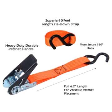 XSTRAP Ratchet Tie Down Straps - 4PK, 10 Ft Protection