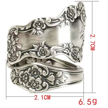 925 Sterling Silver Spoon Ring - Adjustable Jewelry Gift for Women