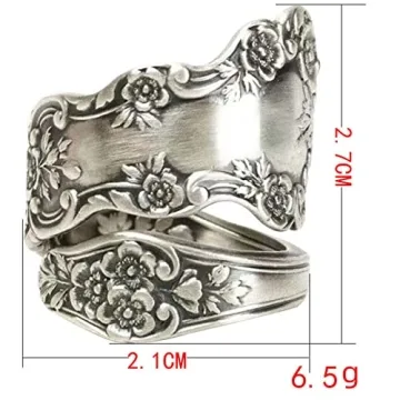 925 Sterling Silver Spoon Ring - Adjustable Jewelry Gift for Women