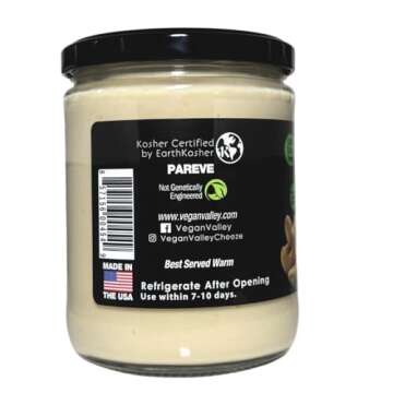 VEGAN VALLEY Jalapeno Cheeze Sauce - Cashew Based Nacho Cheeze - 16 oz - Certified Kosher, Gluten-Fr...