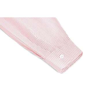 Flowyair Women's Oversized Button Down Shirts Business Casual Long Sleeve Blouse Work Striped Tops Pink