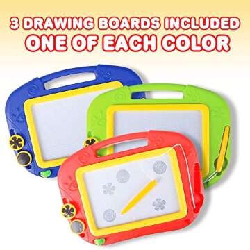 ArtCreativity Magnetic Doodle Board for Kids, Pack of 3, Travel-Friendly Drawing Pads with Magnet Pe...