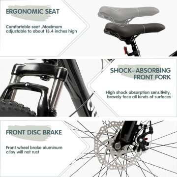 Outroad Fat Tire Mountain Bike with 26 inch Wheels, 21 Speed with High Carbon Steel Frame, Double Disc Brake and Front Suspension Anti-Slip Bikes