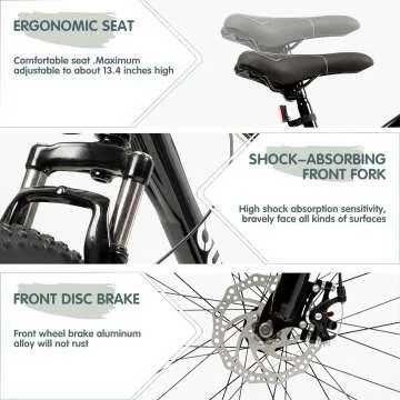 Outroad Fat Tire Mountain Bike with 26 inch Wheels, 21 Speed with High Carbon Steel Frame, Double Disc Brake and Front Suspension Anti-Slip Bikes