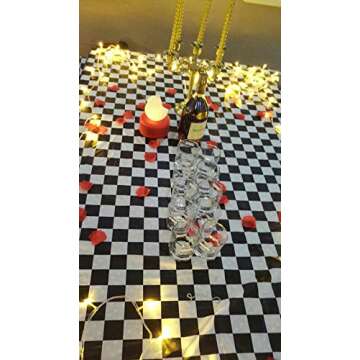 BRICHBROW Pcs of 2 Premium Plastic Checkered Flag Tablecloths Picnic Table Covers, Tablecovers Party Favor (2, Black)
