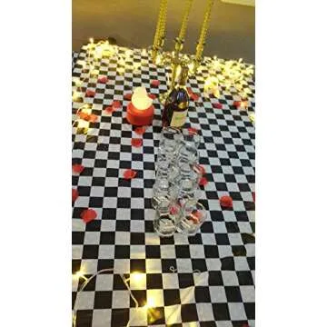 BRICHBROW Pcs of 2 Premium Plastic Checkered Flag Tablecloths Picnic Table Covers, Tablecovers Party Favor (2, Black)