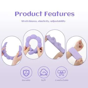 ATROCH SPA Headbands for Women & Wristband Set for Face Wash, Makeup Headband, Hair Band for Washing Face, Bubble Headband, Skincare Headbands and Wristbands for Women 4 Pcs