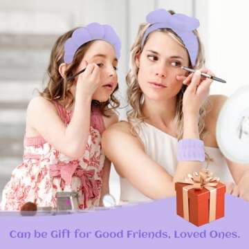 ATROCH SPA Headbands for Women & Wristband Set for Face Wash, Makeup Headband, Hair Band for Washing Face, Bubble Headband, Skincare Headbands and Wristbands for Women 4 Pcs