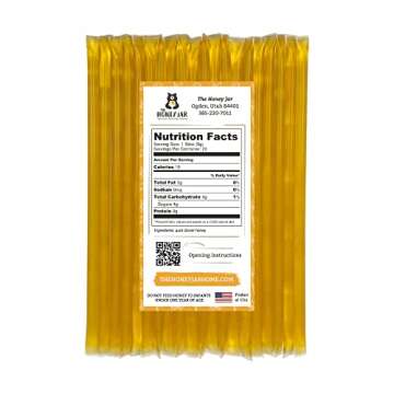 The Honey Jar Plain Honey Sticks - Pure Honey Straws For Tea, Coffee, or a Healthy Treat - One Teasp...