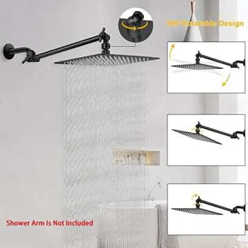 NearMoon Rain Shower Head, High Flow Stainless Steel Square Rainfall Shower, High Pressure Design, Awesome Shower Experience Even At Low Water Flow (10 Inch, Matte Black)