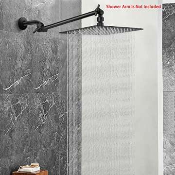 NearMoon Rain Shower Head, High Flow Stainless Steel Square Rainfall Shower, High Pressure Design, Awesome Shower Experience Even At Low Water Flow (10 Inch, Matte Black)