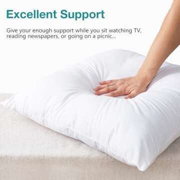 KAKABELL 18x18 Pillows Insert,Throw Pillows Insert (Pack of 2, White), 100% Cotton Cover, Down Alternative Bed and Couch Pillows, Luxury Soft and Cozy Indoor and Outdoor Decorative Pillows