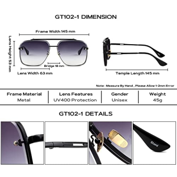 Gtand Fashion Oversized Aviator Sunglasses for Men Women