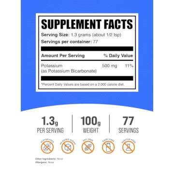 BulkSupplements.com Potassium Bicarbonate Powder - Potassium Supplement Powder, Potassium Bicarbonat...