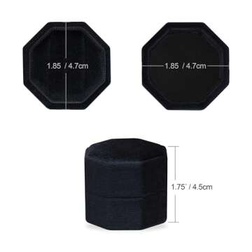 BLUTETE Velvet 3 Slots Jewelry Ring Box Engagement Wedding Box Keepsake Box Bridal Photo Ring Triple...