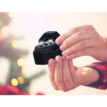 Elegant BLUTETE Velvet Engagement Ring Box with 3 Slots