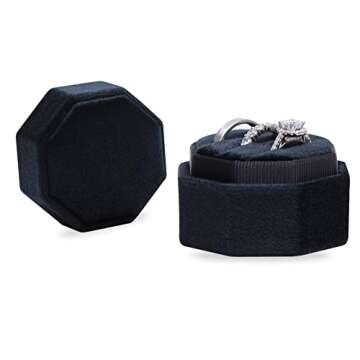 Elegant BLUTETE Velvet Engagement Ring Box with 3 Slots