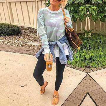 BTFBM Women Sweatshirts Crew Neck Long Sleeve Camouflage Casual Fit Sweatshirt Pullover Tops Shirts Camo Leopard Print