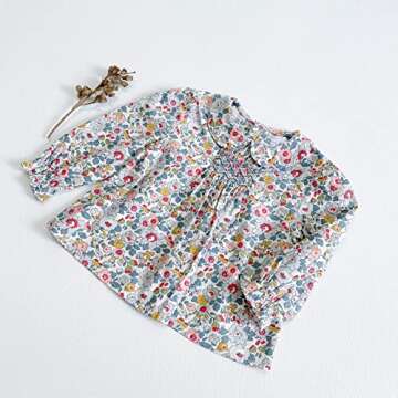 Curipeer Little Girls Floral Blouse Casual Toddler Cotton Long Sleeve Tops Shirt for Spring 5-6Y