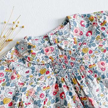 Curipeer Little Girls Floral Blouse Casual Toddler Cotton Long Sleeve Tops Shirt for Spring 5-6Y