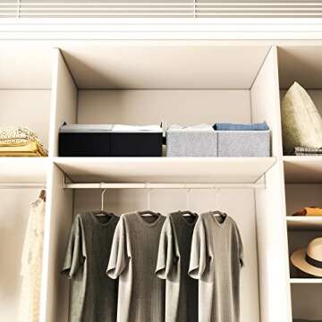 Homsorout Closet Organizers Bins 6 Packs - Large Closet Shelf Organizer with Handles, Fabric Trapezoid Storage Bins for Bins and Baskets for Shelves. Light Grey